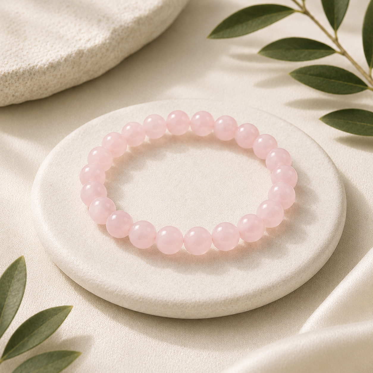 Pink Opal Round Bead Bracelet