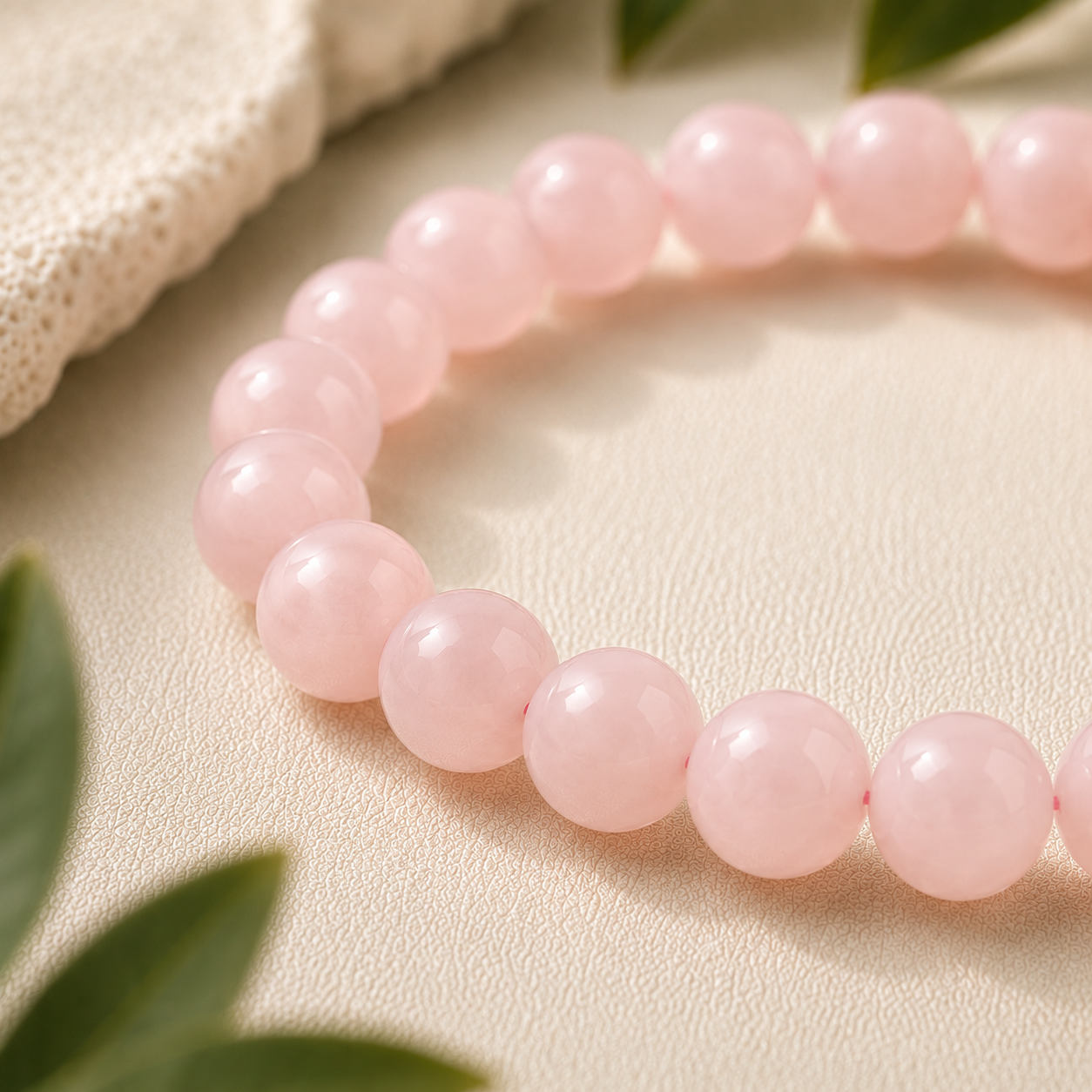 Pink Opal Round Bead Bracelet