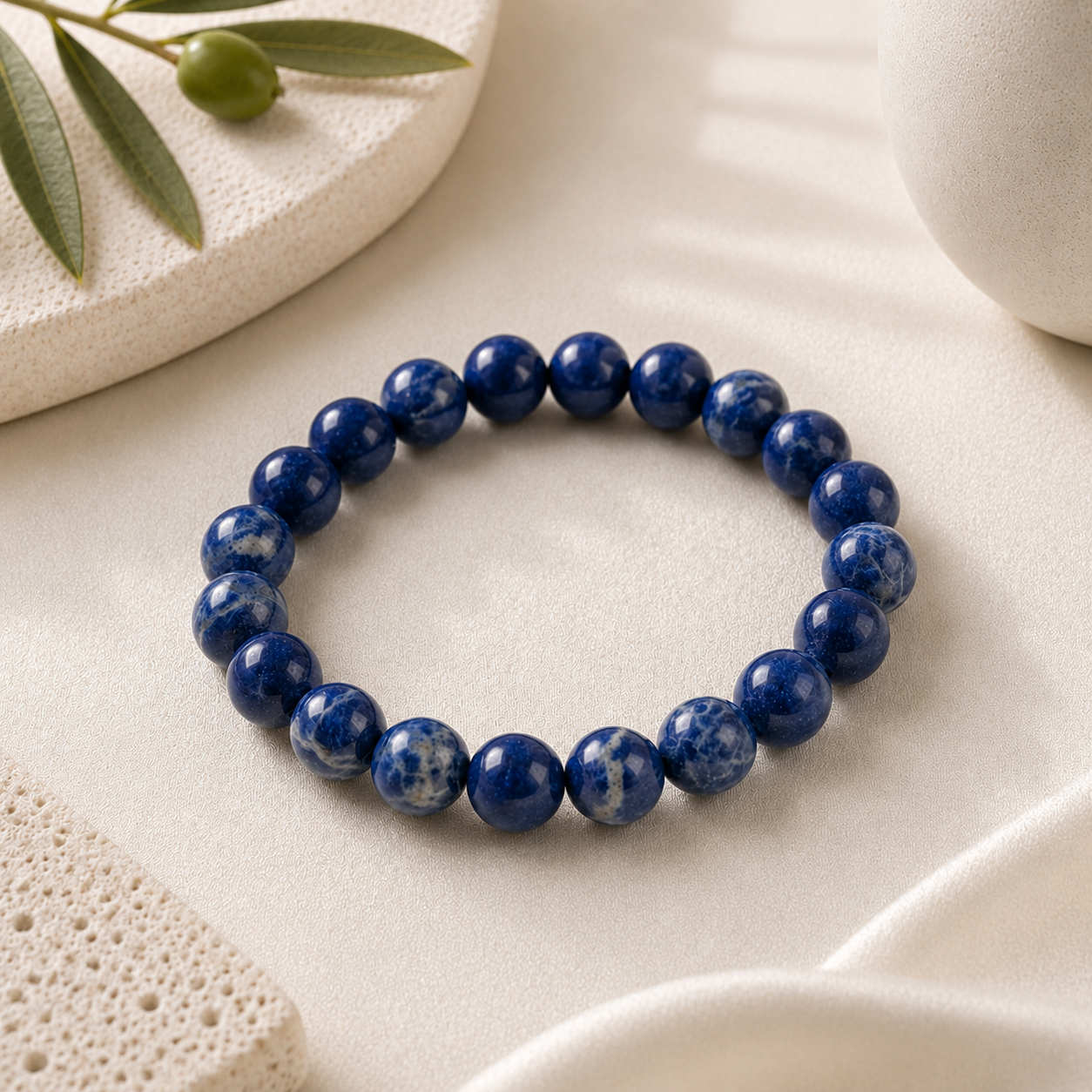 Sodalite Round Bead Bracelet