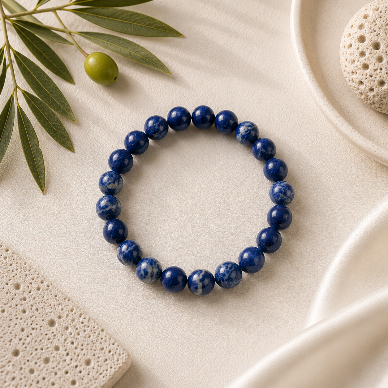 Sodalite Round Bead Bracelet