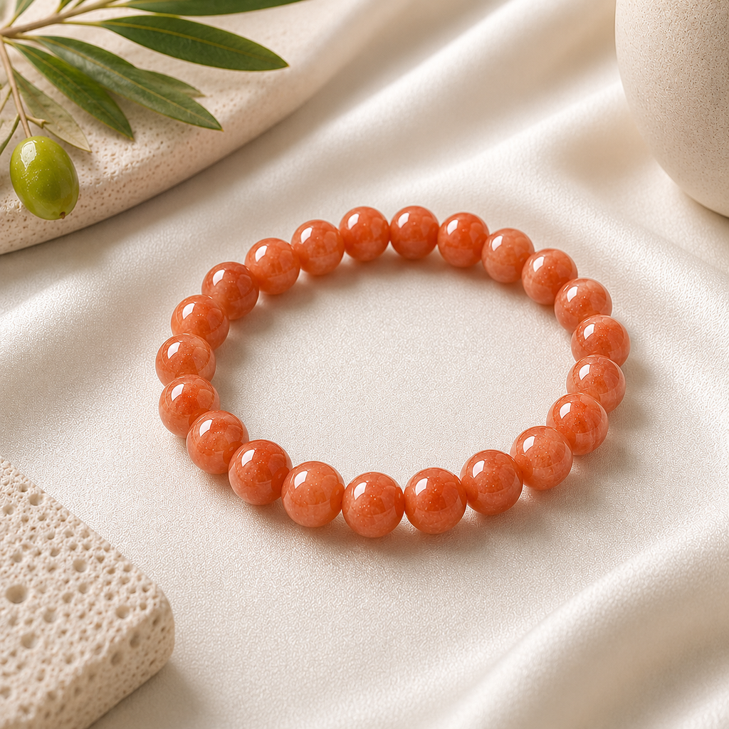 Sunstone Round Bead Bracelet