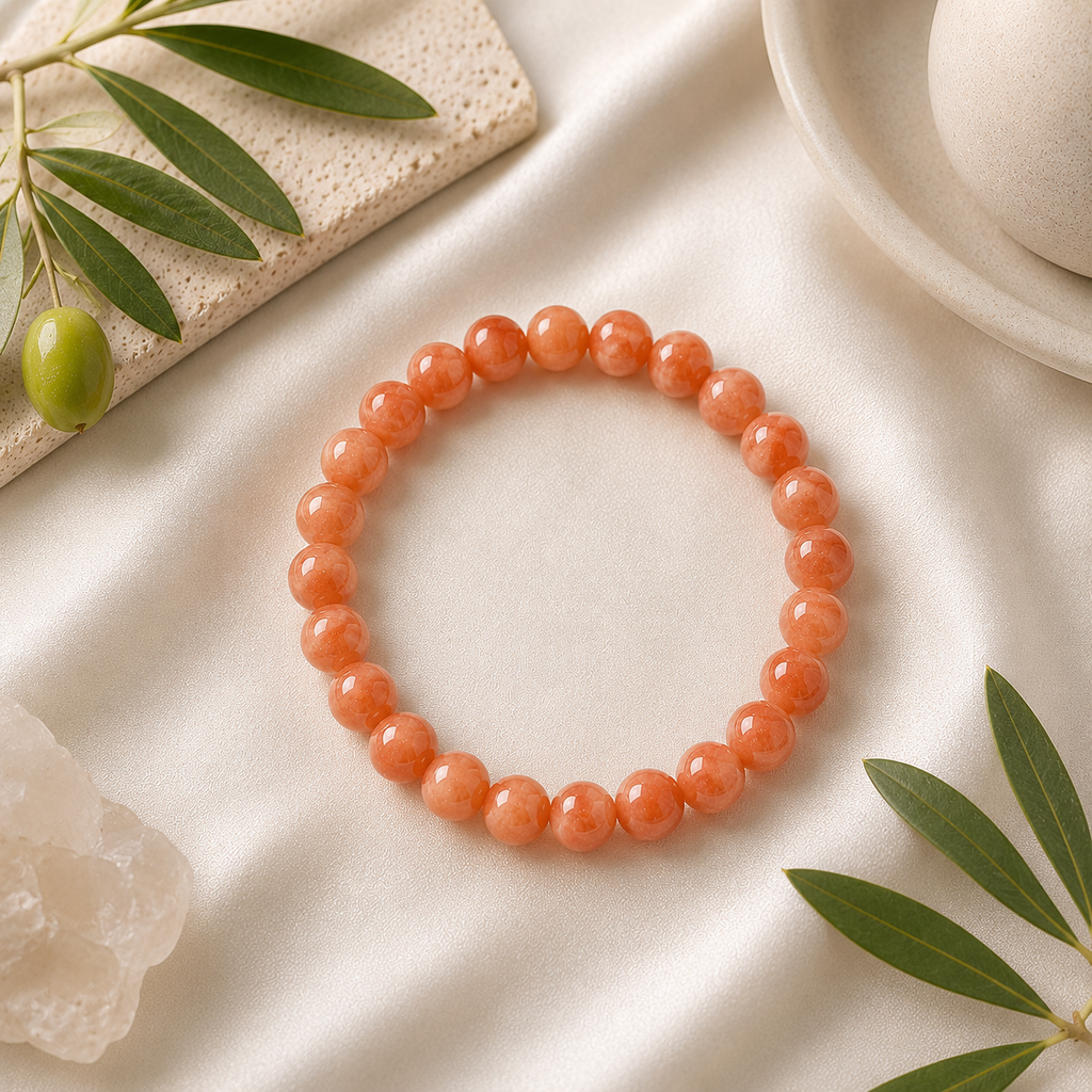 Sunstone Round Bead Bracelet