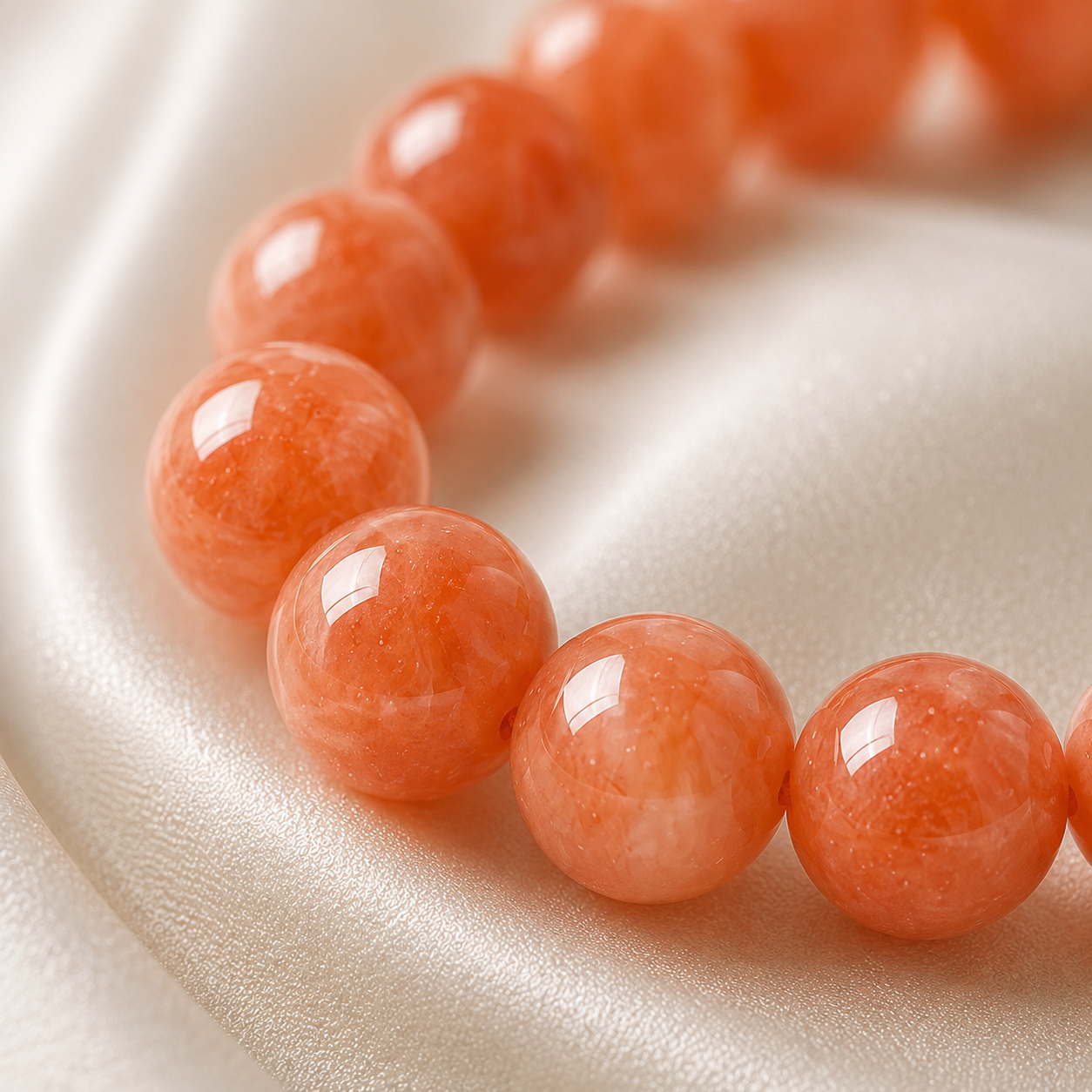 Sunstone Round Bead Bracelet