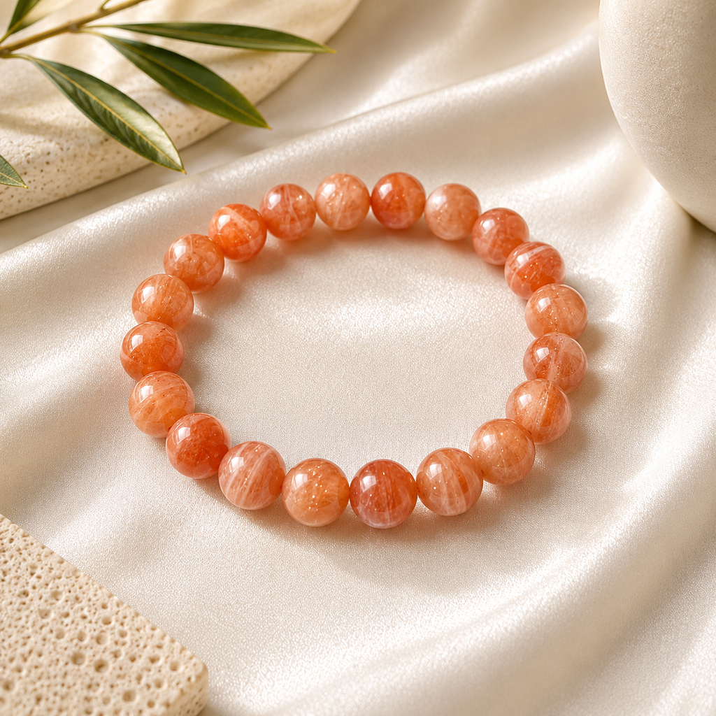 Sunstone Round Bead Bracelet