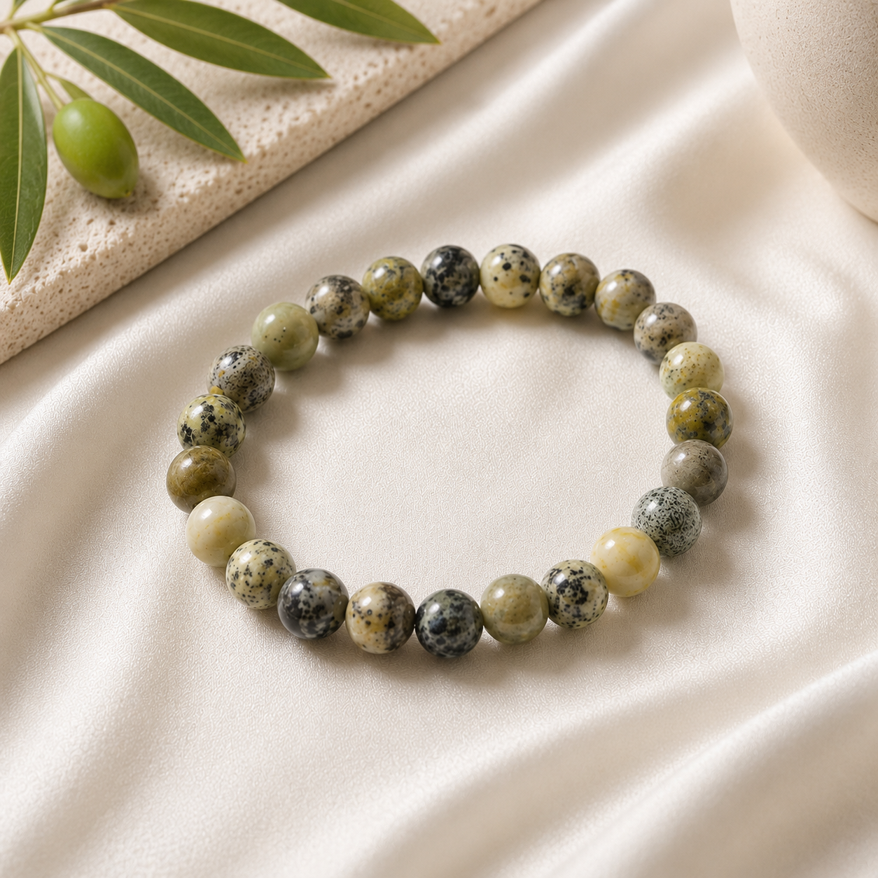 Serpentine Round Bead Bracelet