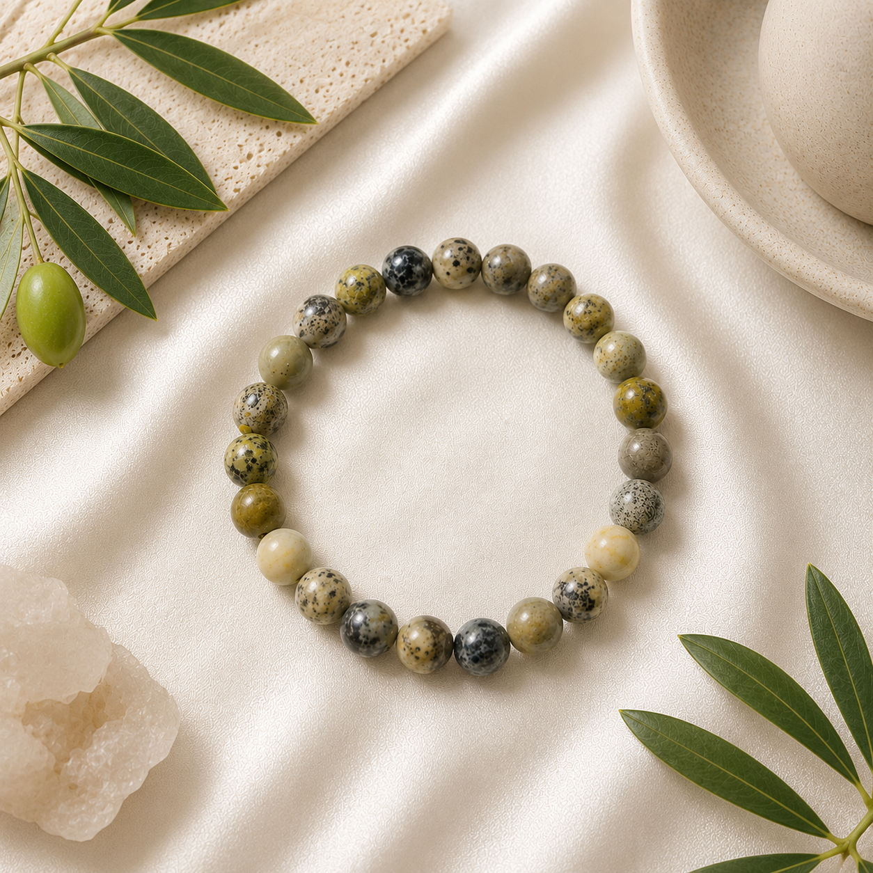 Serpentine Round Bead Bracelet