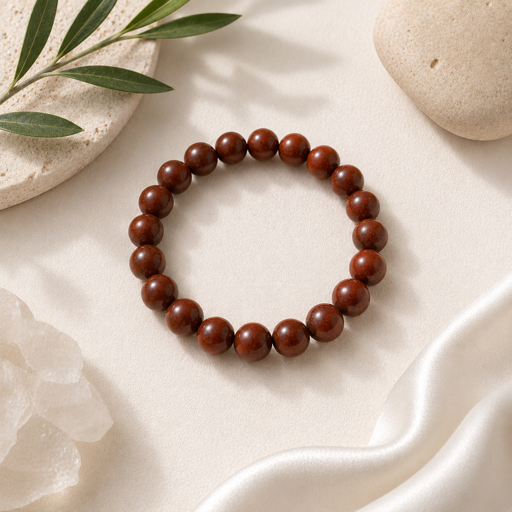 Red Jasper Round Bead Bracelet