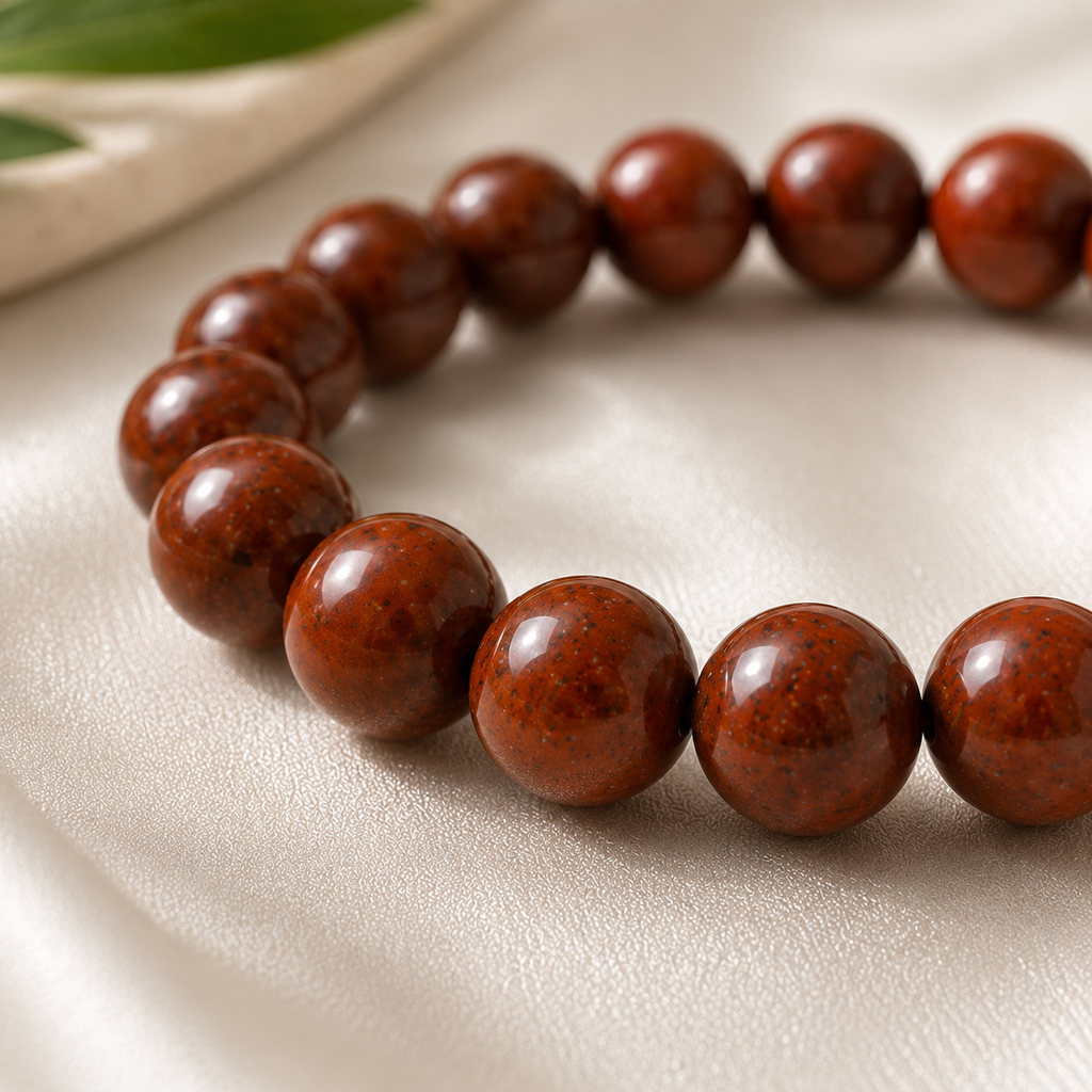 Red Jasper Round Bead Bracelet
