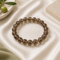 Smoky Quartz Round Bead Bracelet