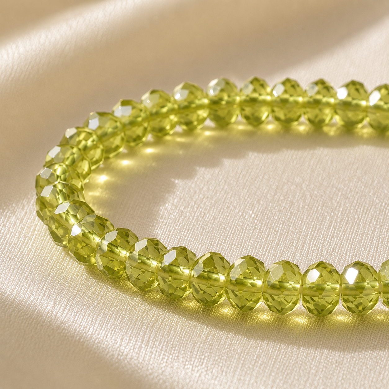 Peridot Round Bead Bracelet
