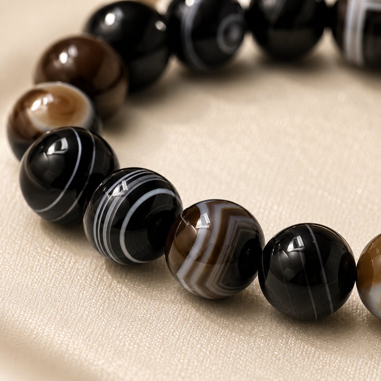 Agate (Sulemani) Round Bead Bracelet
