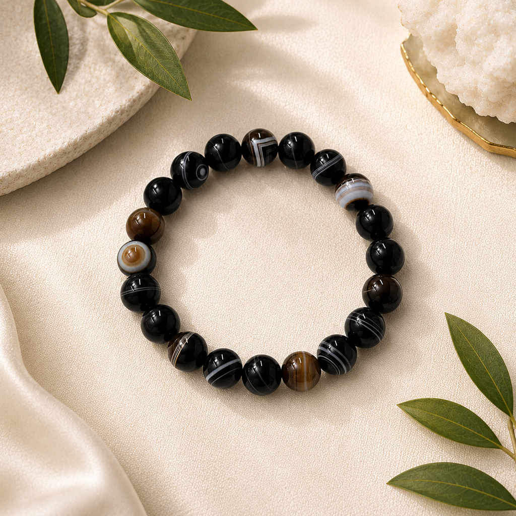 Agate (Sulemani) Round Bead Bracelet