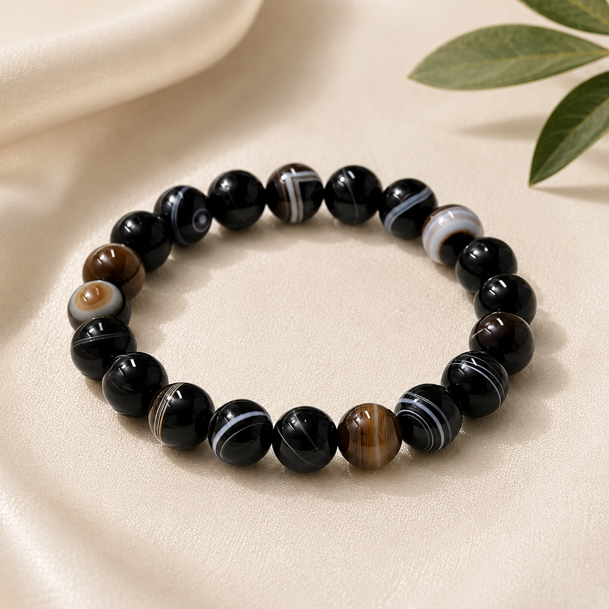 Agate (Sulemani) Round Bead Bracelet