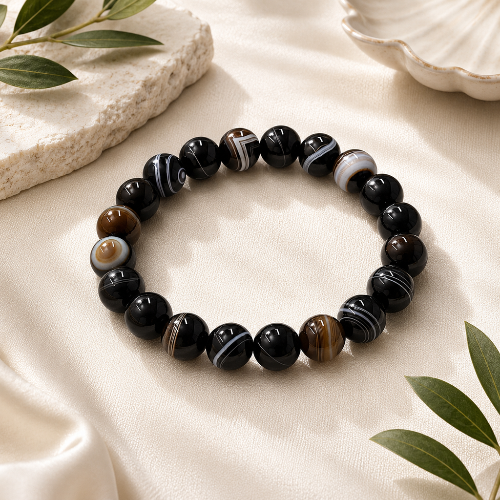 Agate (Sulemani) Round Bead Bracelet