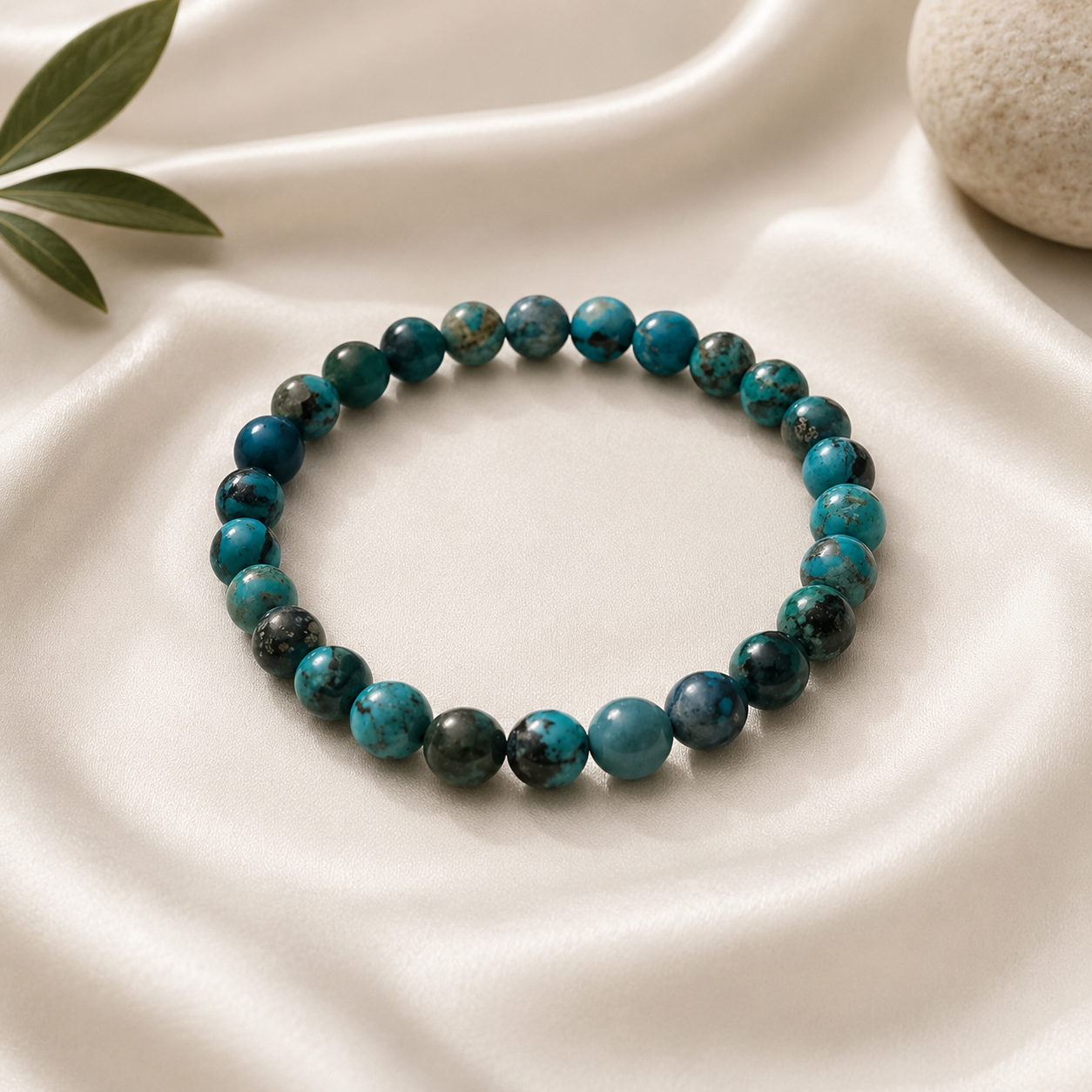 Turquoise (authentic) non-dyed Round Bead Bracelet