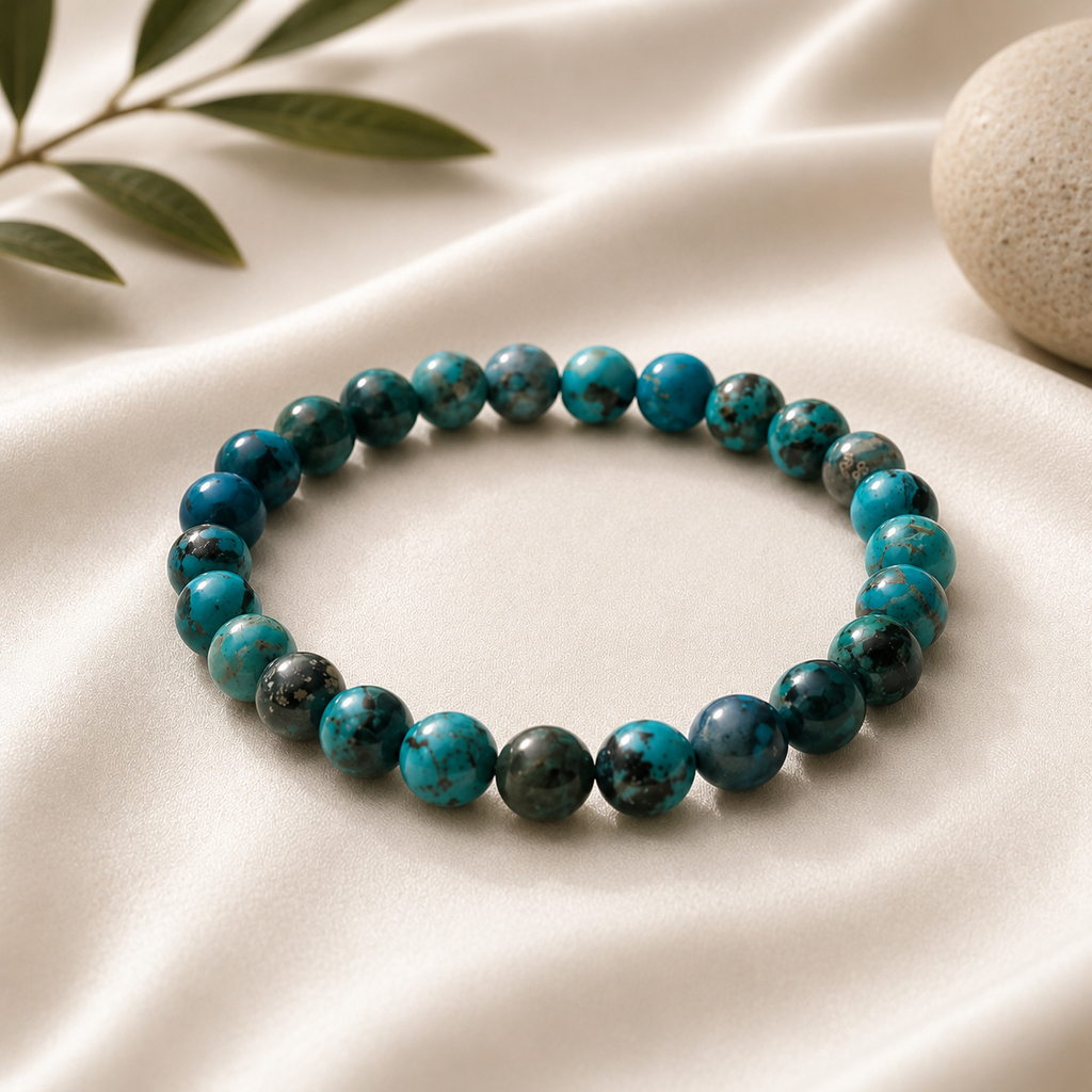 Turquoise (authentic) non-dyed Round Bead Bracelet