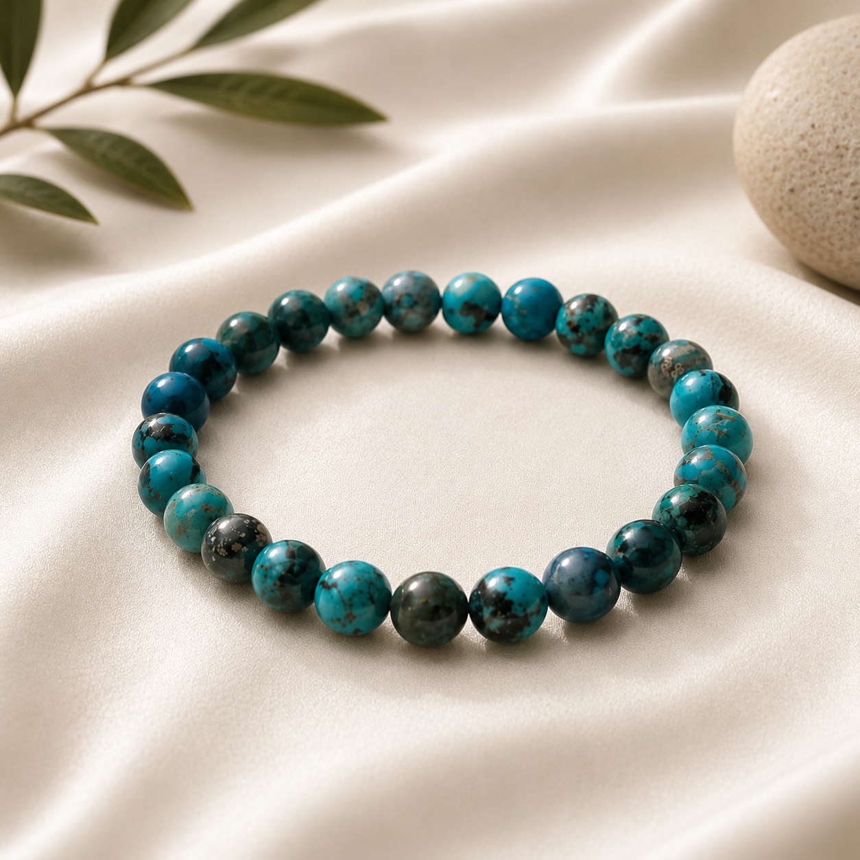 Turquoise (authentic) non-dyed Round Bead Bracelet