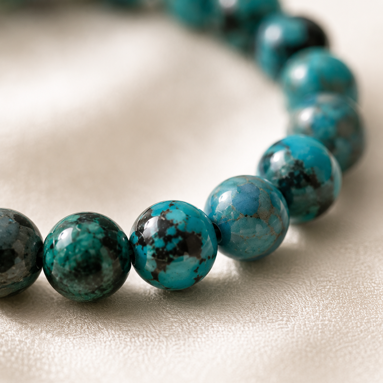 Turquoise (authentic) non-dyed Round Bead Bracelet