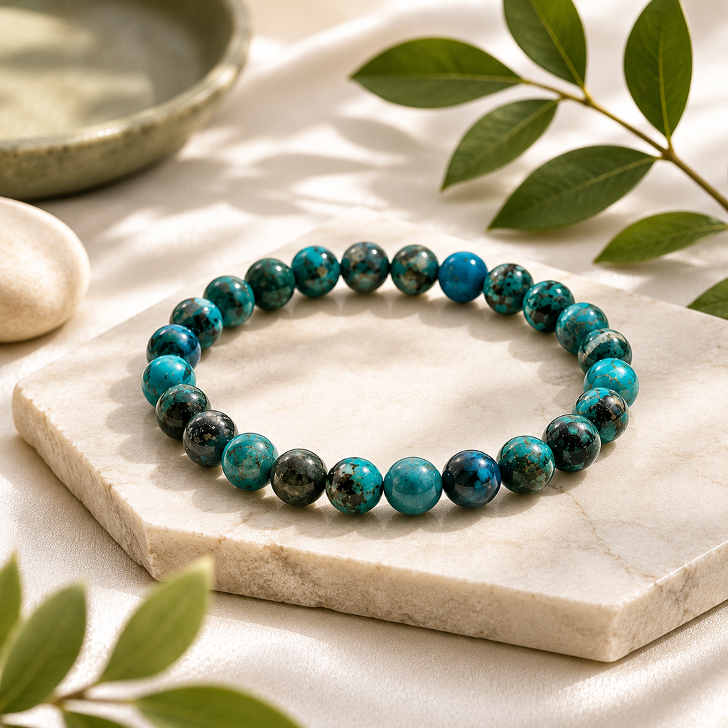 Turquoise (authentic) non-dyed Round Bead Bracelet