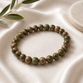 Unakite Round Bead Bracelet