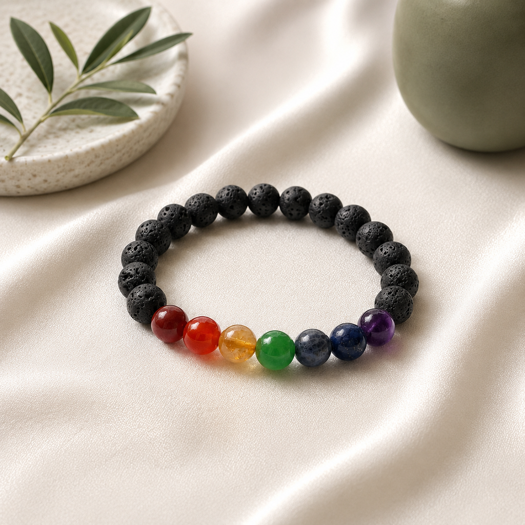 7 Chakra Round Bead Bracelet