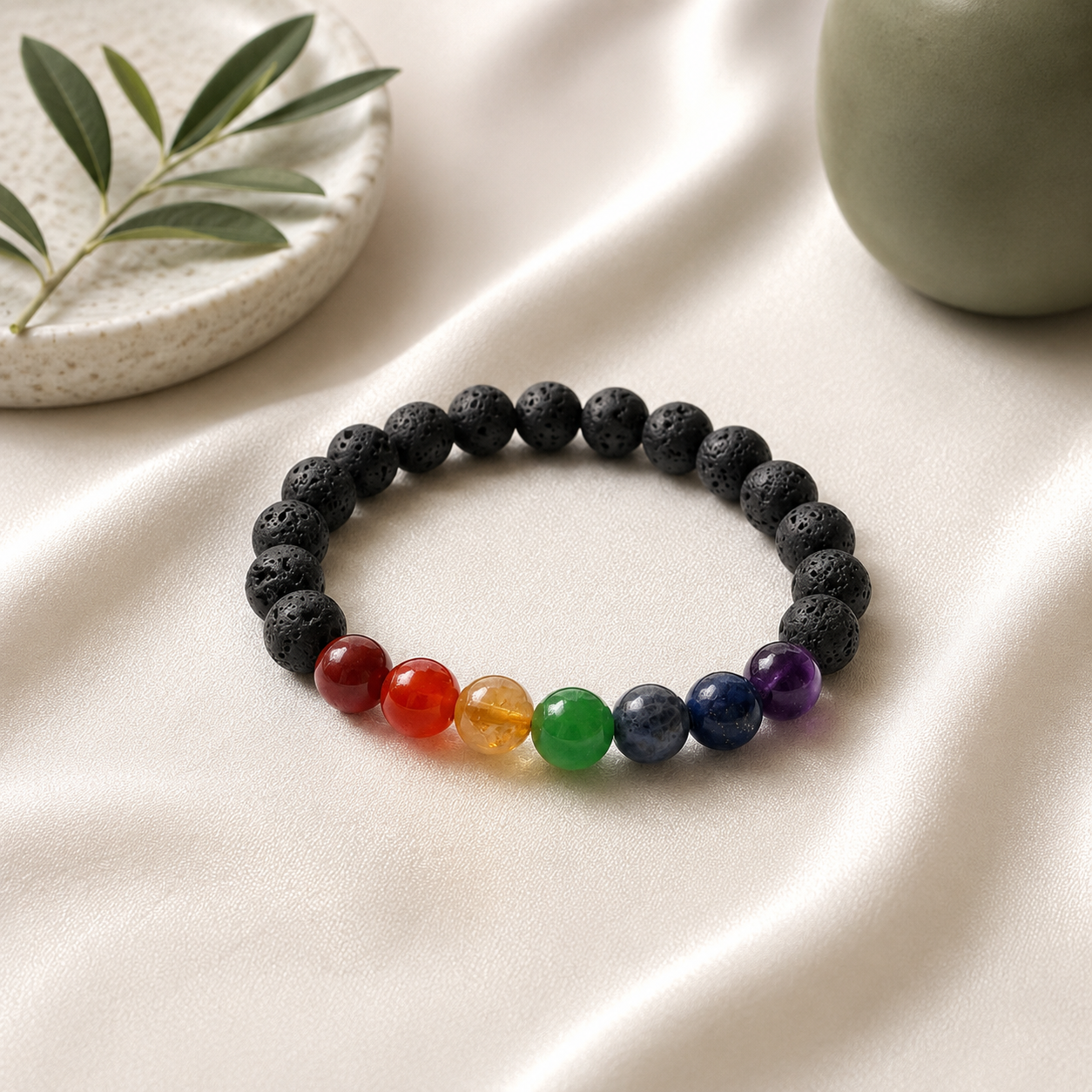 7 Chakra Round Bead Bracelet
