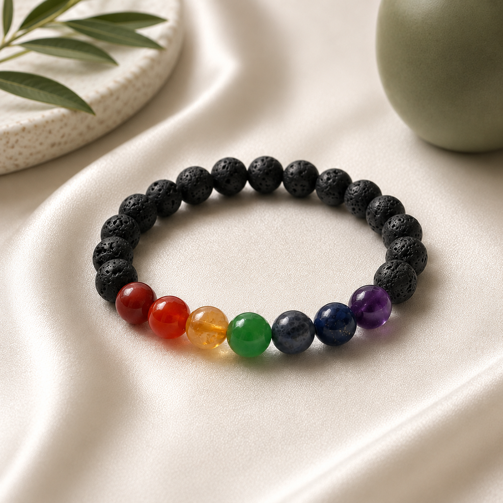 7 Chakra Round Bead Bracelet