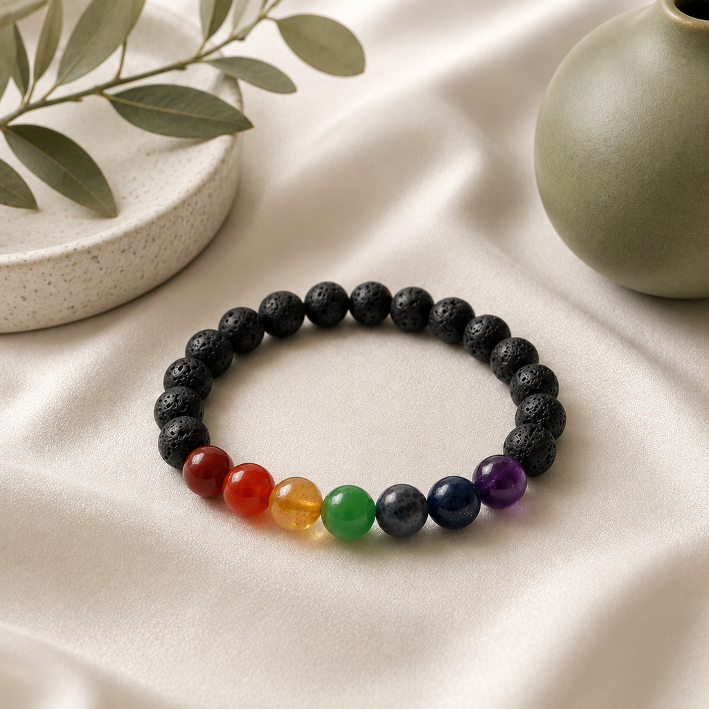 7 Chakra Round Bead Bracelet