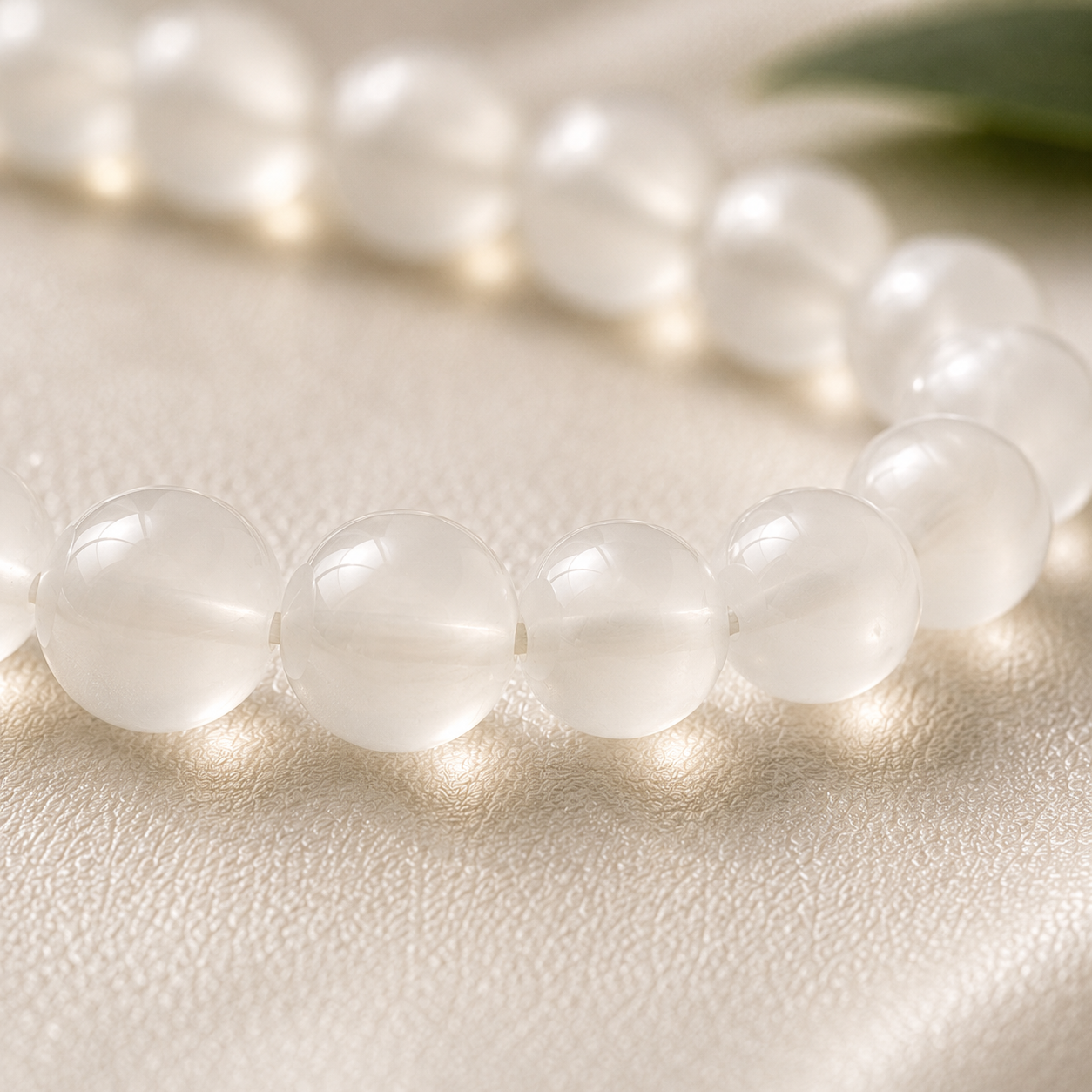 Selenite Round Bead Bracelet