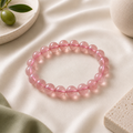 Strawberry Quartz Round Bead Bracelet