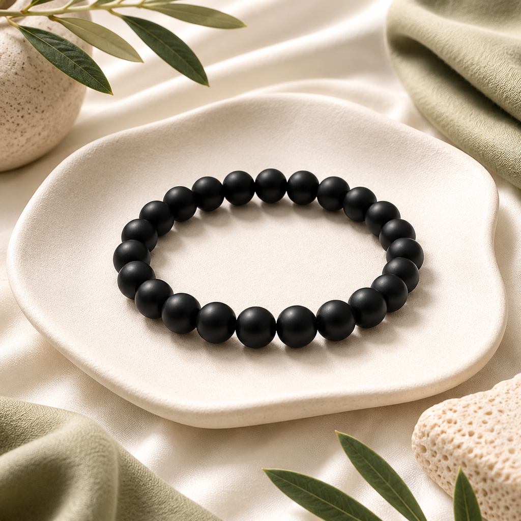 Shungite Round Bead Bracelet