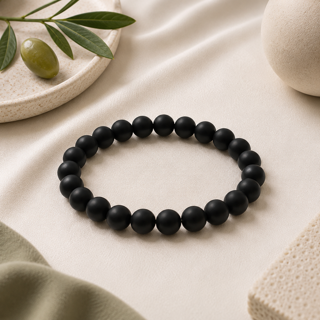 Shungite Round Bead Bracelet