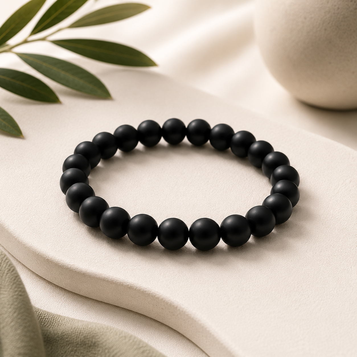 Shungite Round Bead Bracelet