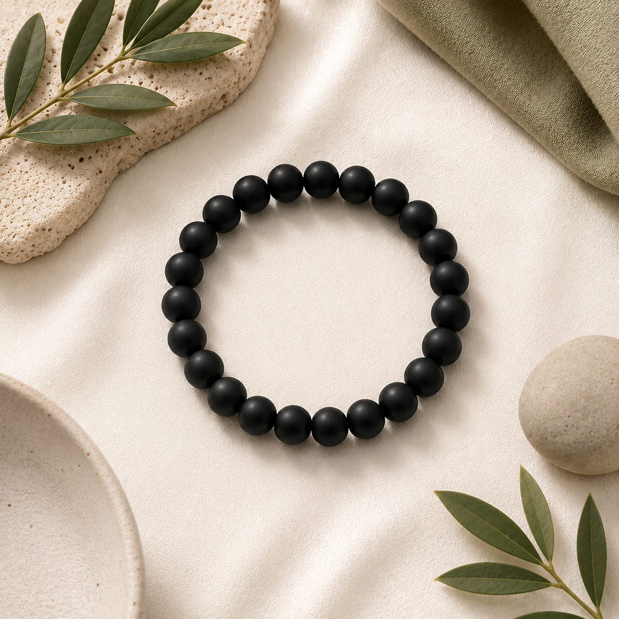 Shungite Round Bead Bracelet
