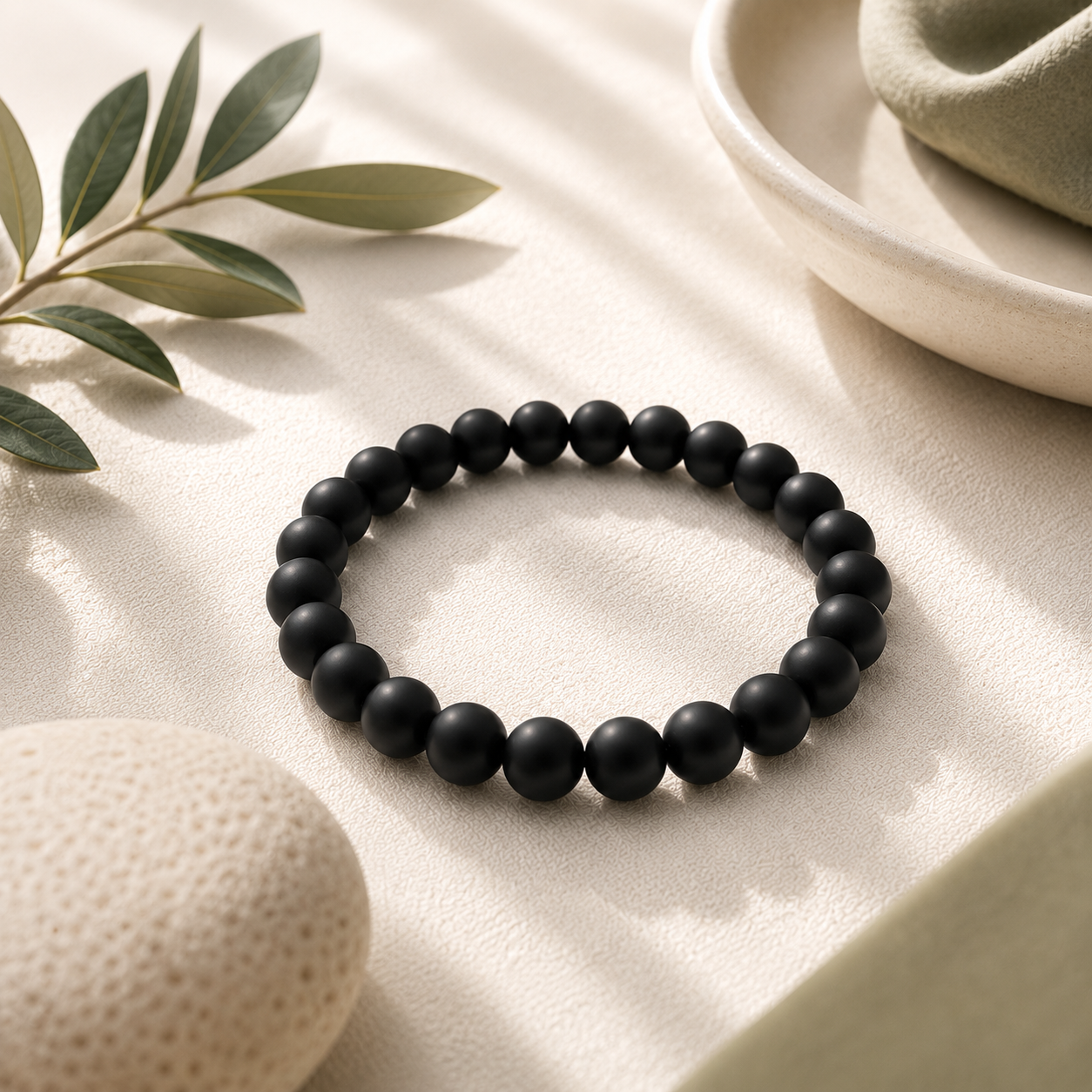Shungite Round Bead Bracelet