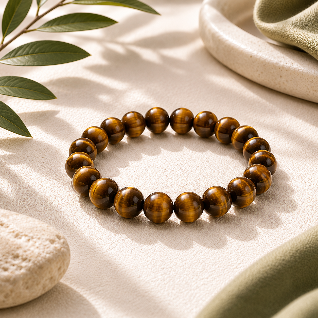 Tiger Eye Round Bead Bracelet