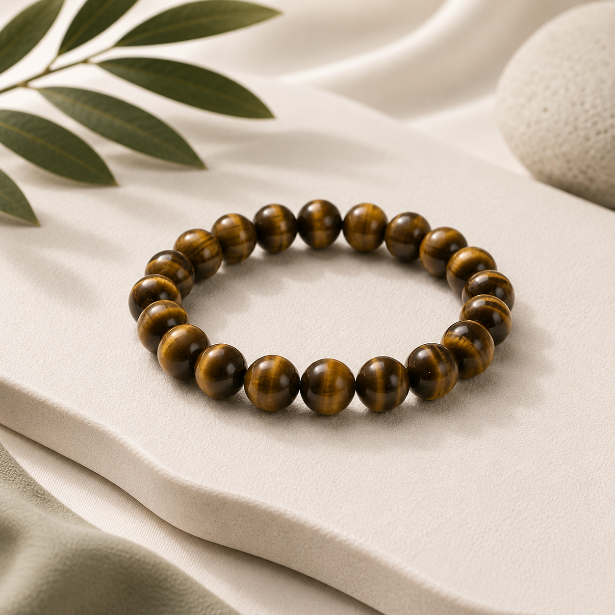 Tiger Eye Round Bead Bracelet