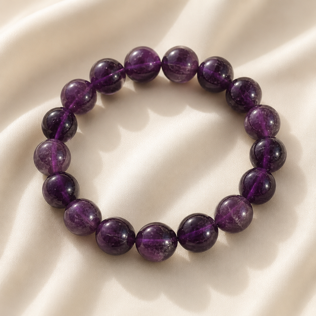 Amethyst Stone Round Bead Bracelet