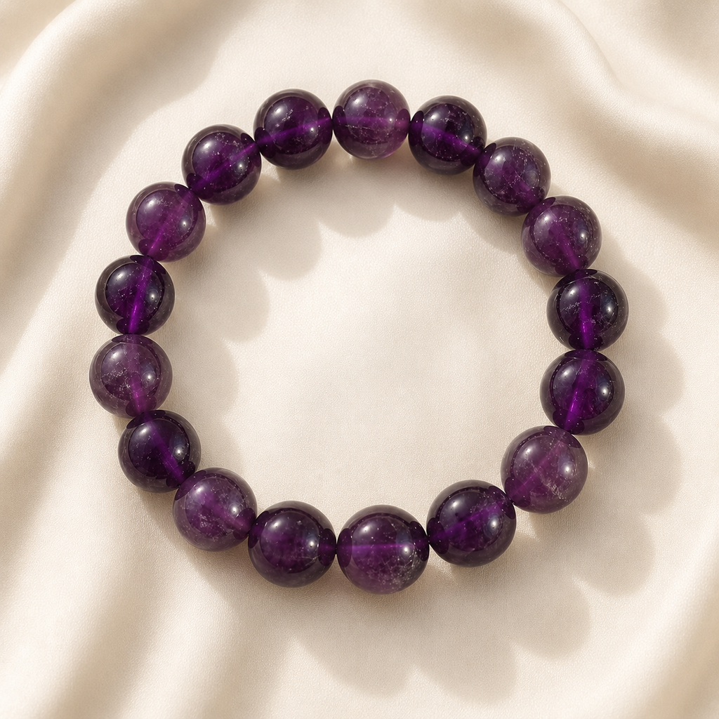 Amethyst Stone Round Bead Bracelet