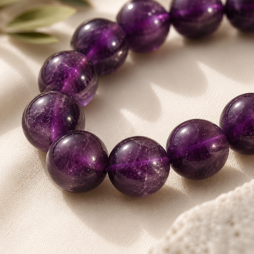 Amethyst Stone Round Bead Bracelet