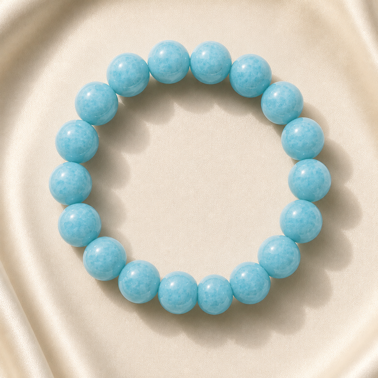 Aquamarine stone round bead bracelet