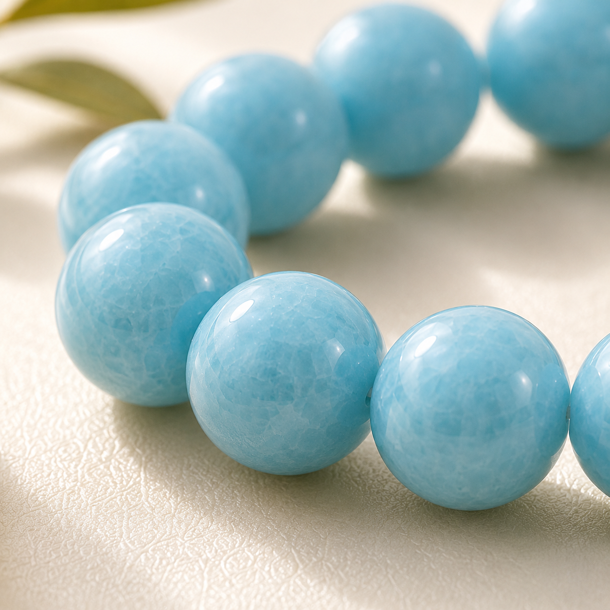 Aquamarine stone round bead bracelet
