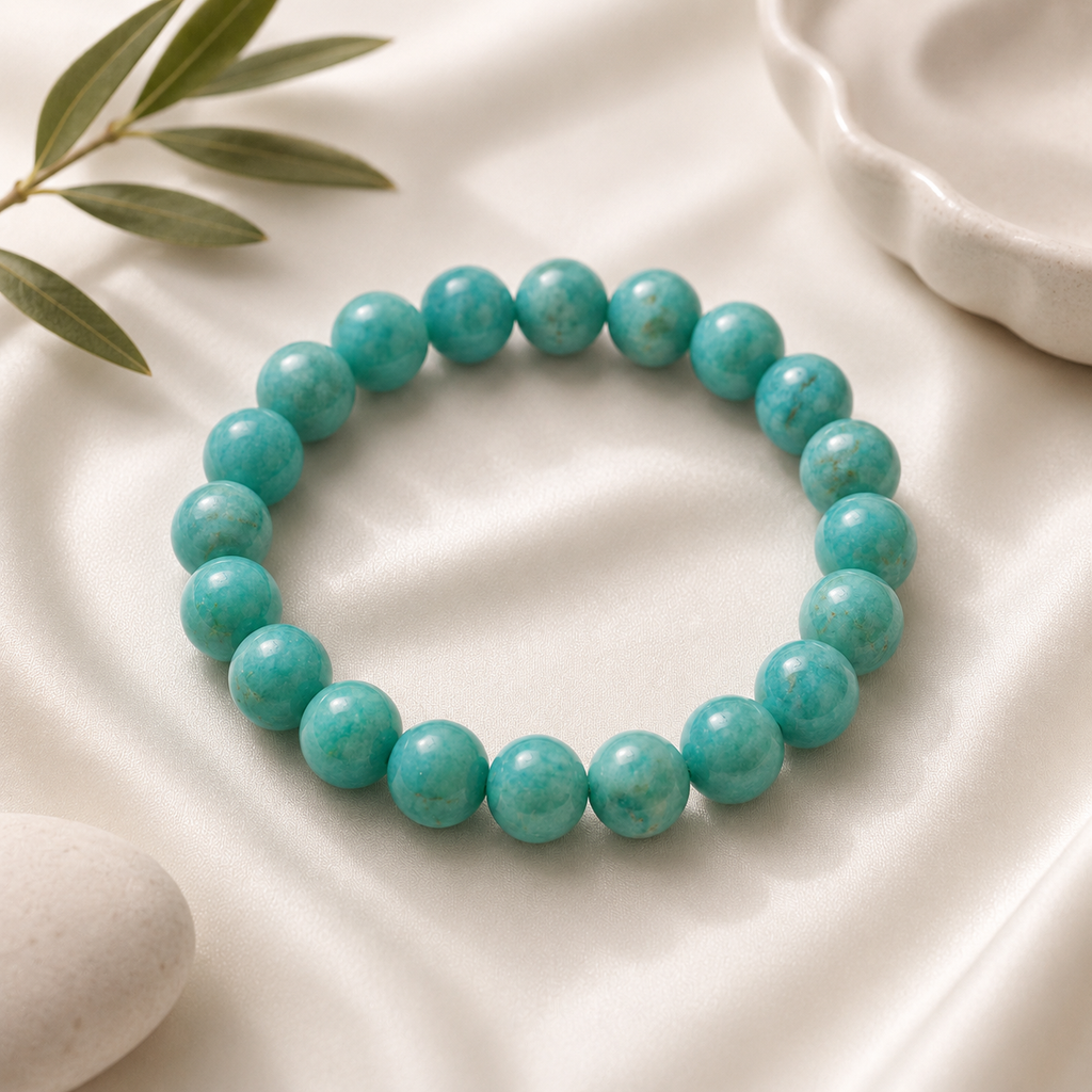 Amazonite Round Bead Bracelet