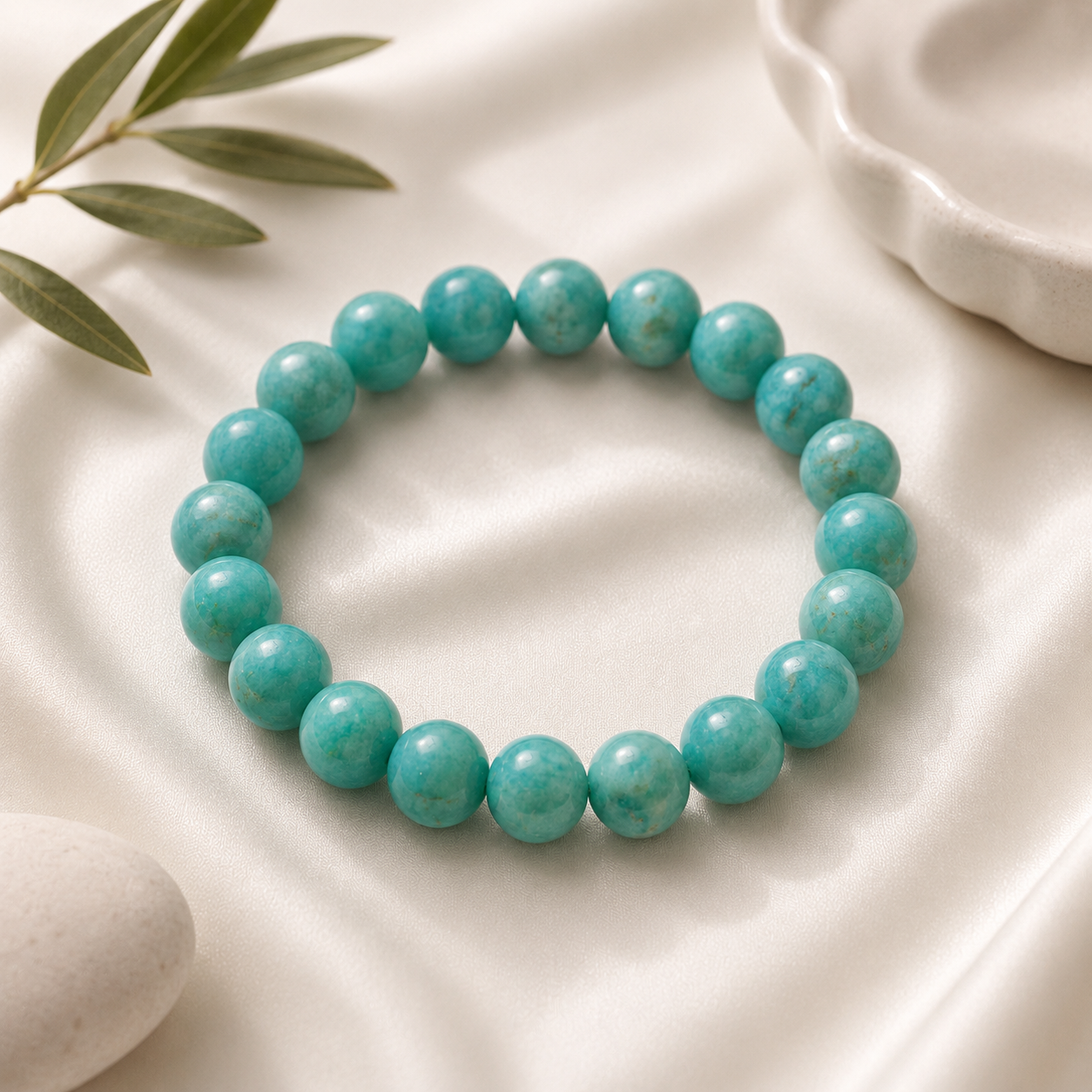 Amazonite Round Bead Bracelet