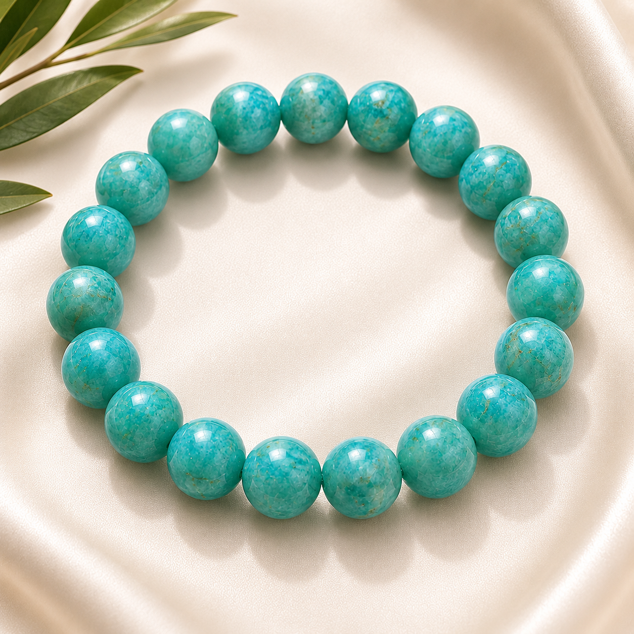 Amazonite Round Bead Bracelet