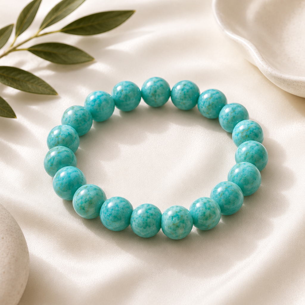 Amazonite Round Bead Bracelet