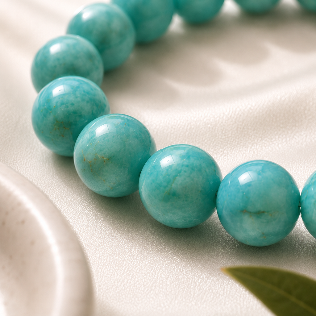 Amazonite Round Bead Bracelet