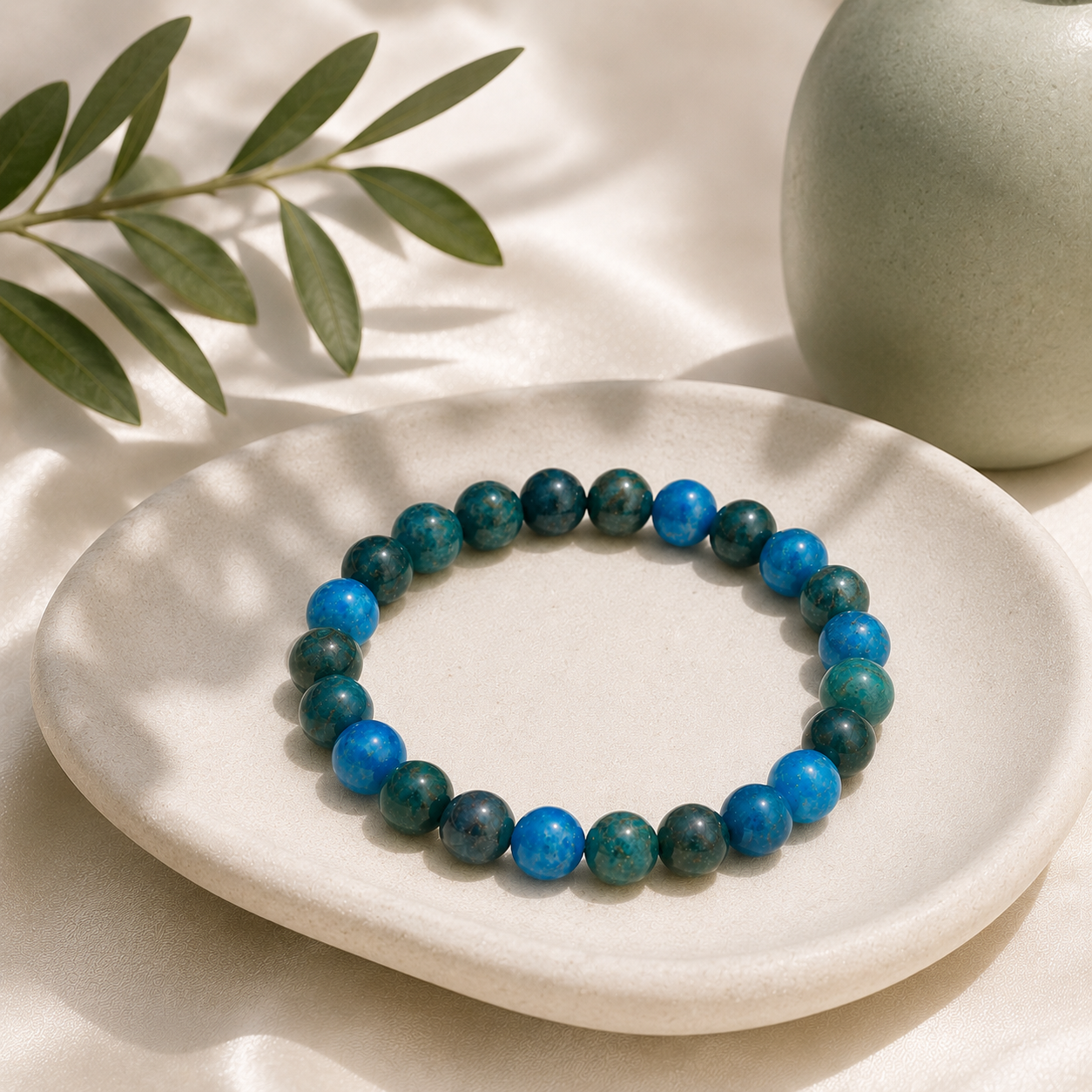 Apatite Round Bead Bracelet