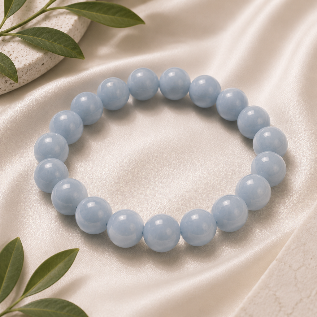 Angelite Round Bead Bracelet