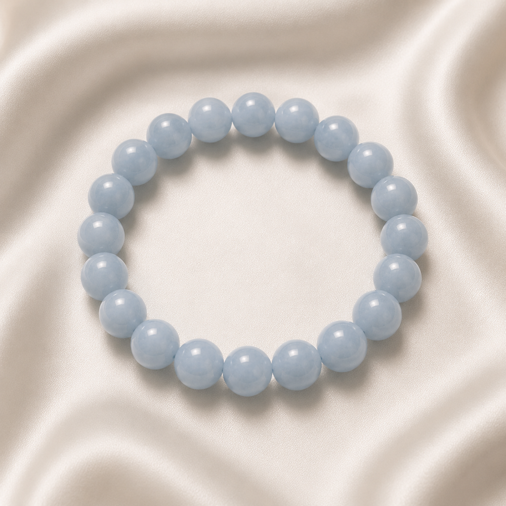 Angelite Round Bead Bracelet